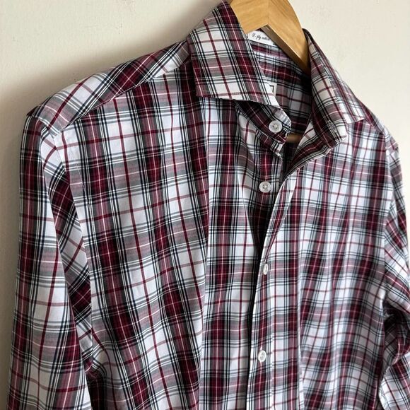 Todd Snyder Red Plaid 2 Ply Cotton‎ Button Up Shirt EUC 15 32/33 - Picture 2 of 9